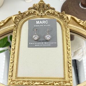 MARC Sterling Silver Swarovski Marcasite Heart Earrings